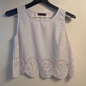 Laser cut white crop top